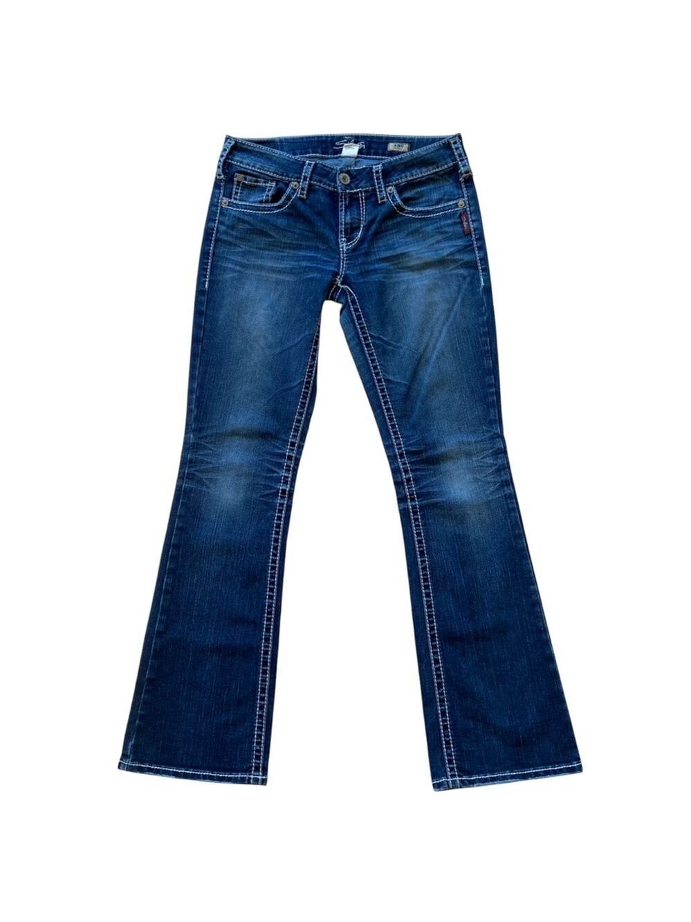 Silver jeans Aiko bootcut low blue lightly stretch denim double stitches size 28